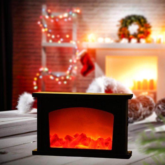 Langgg Portable LED Fireplace Lantern Flamless Log Fire Effect Home Lawn Porch Hallway LED Fireplace Lamp for Home Garden House