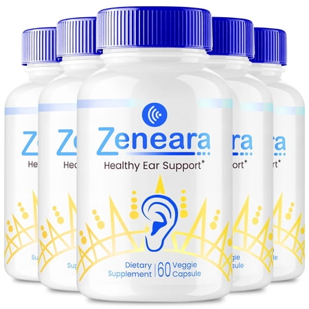 (5 Pack) Zeneara Tinnitus and Healthy Ear Support Capsules - Maximum Strength Ear Health Formula for Ringing, Tinnitus Support, for Tinnitus Relief, 300 Capsules