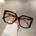thumbnail image 1 of New Minimalist Anti Blue Light Glasses Leopard Print Frame Flat Glasses Square AC Anti Blue Light Computer Glasses F, 1 of 6