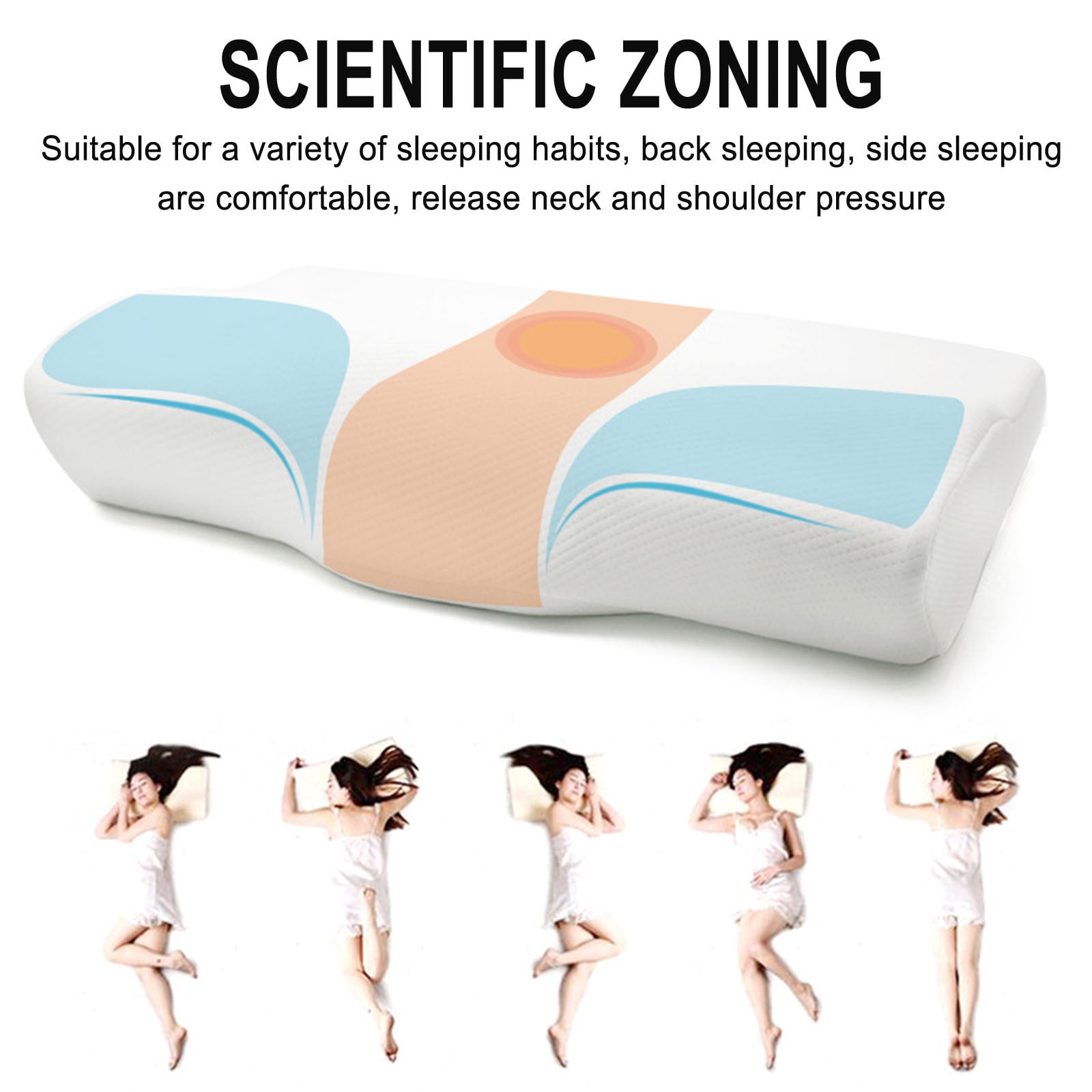 WZXPWT Memory Foam Pillow, 20"x12" Ergonomic Cervical Support Neck Pillow, Breathable Comfortable Sleep Pillow, Easy-to-Clean Standard Size Bed Pillow