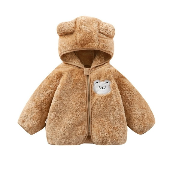 Lkhaha Girls Jacket Cute Cartoon Animal Print Zipper Cute Ear Hooded Baby Winter Fall Fall Winter Clothes Size 3-4 Years