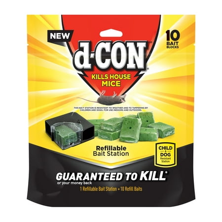 d-CON Refillable Corner Fit Mouse Poison Bait Station, 1 Trap + 10 Bait (Best Bait For Mouse And Rat Traps)