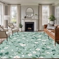 thumbnail image 2 of White Teal Spring Floral Large Area Rugs for Bedroom Living Room, Non Slip Carpet Bedside Rug, Watercolor Flowers Summer Botanical Rectangular Floor Cover Kitchen Accent Rug 5'x8' for Office, 2 of 9
