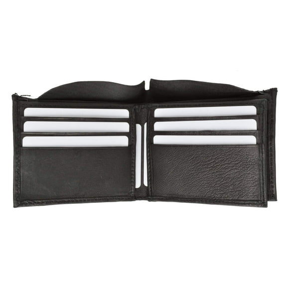 Mens Black Bifold Card ID Key Holder Genuine Leather Wallet 2552