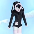 thumbnail image 3 of MOBBUNNY Cute Bunny Furry Romper for Women Black Rabbit Bodysuit with Choker Tail and Stocks, 3 of 9