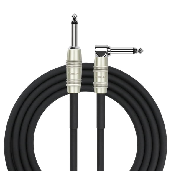 Cable de Instrumento Kirlin Negro Enchufe Recto a Ángulo Recto 10 Pies PVC