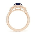 thumbnail image 2 of ANGARA Natural 2 Ct Oval Sapphire Twisted Vine Ring with Diamond Halo in 14K Rose Gold for Women (Size-9x7mm) | September Birthstone, Anniversary, Jewelry Gift for Women | Natural Blue Sapphire Ring, 2 of 10