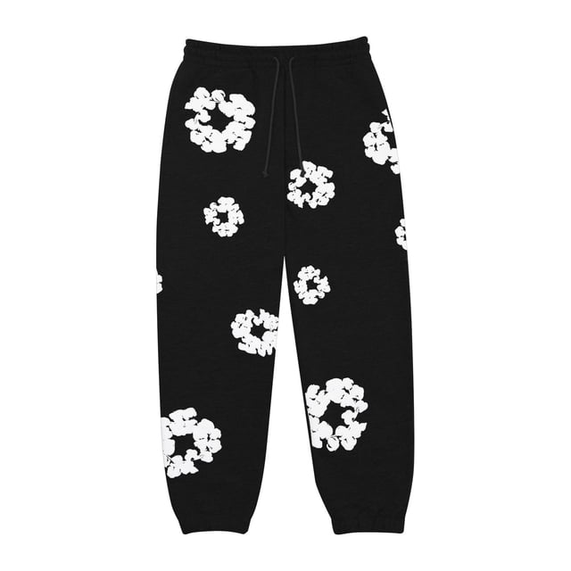Pantalones deportivos holgados con cintura alta y cordón con estampado causal para mujer con bolsillos