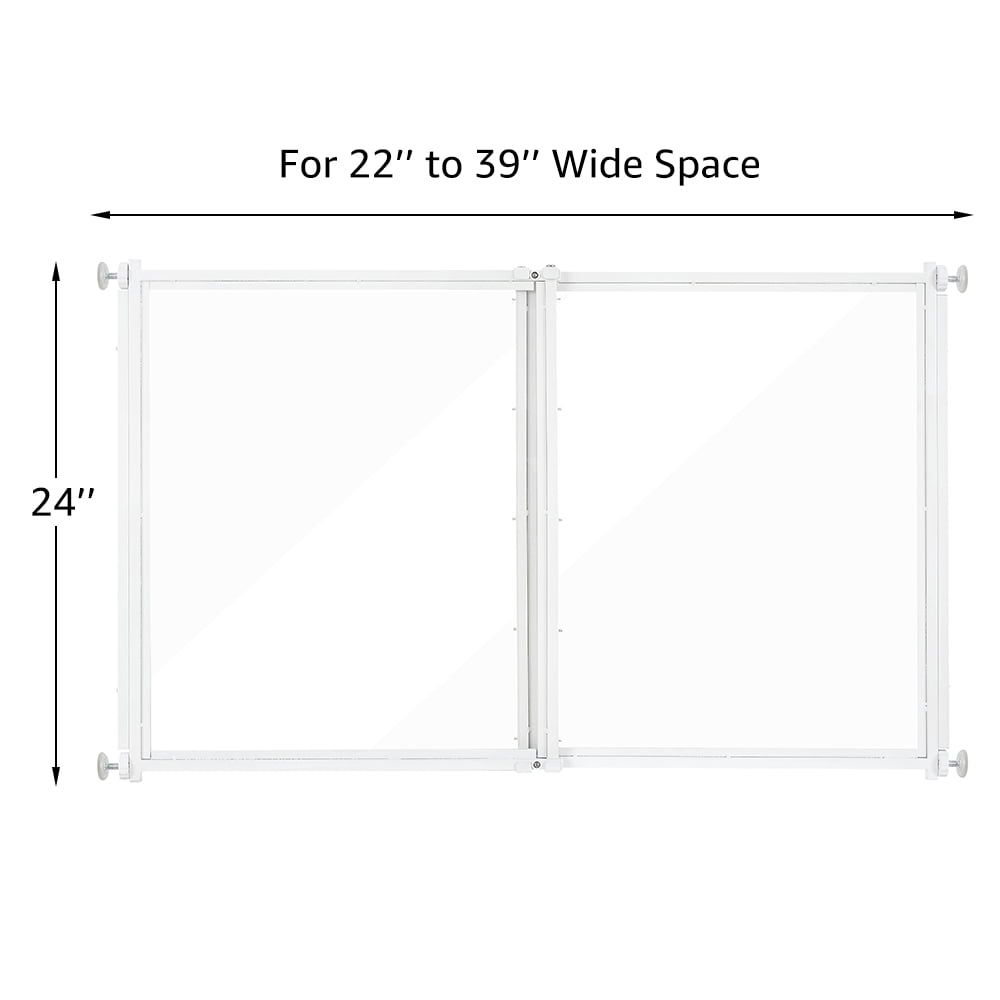 unipaws Clear Ferret Gate, Small Pet Barrier for Doorways Hallways Stairs Kitchen, Pressure Mounted Safety Pet Gate for Small Dogs Cats, Adjustable 22" to 39" Wide, 24" Tall Step Over, Indoor Use