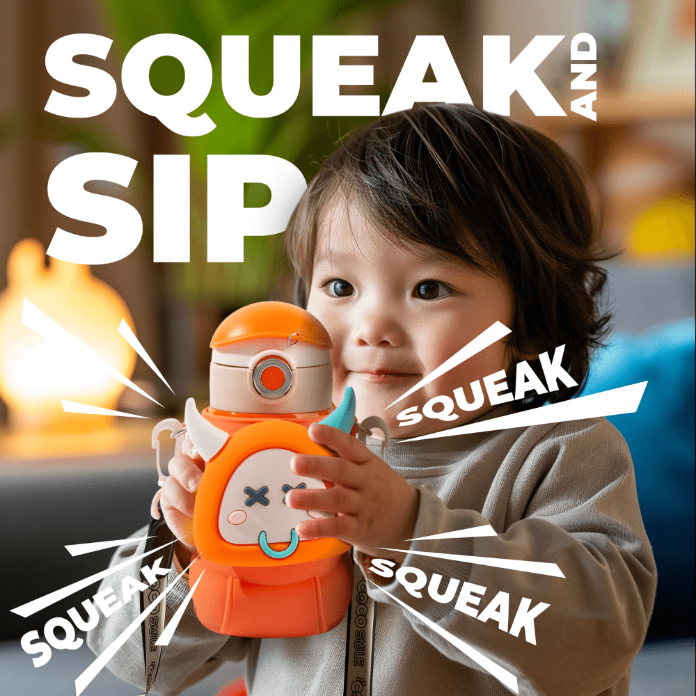 Coco Cap Squeaker Straw Thermos Cup (Pink Rabbit)