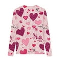 thumbnail image 3 of Girls Cute Tops Valentines Day T-Shirts with Love Hearts Print Long Sleeve Crewneck Graphic Basic Tees (13-14 Years, Pink #A), 3 of 4