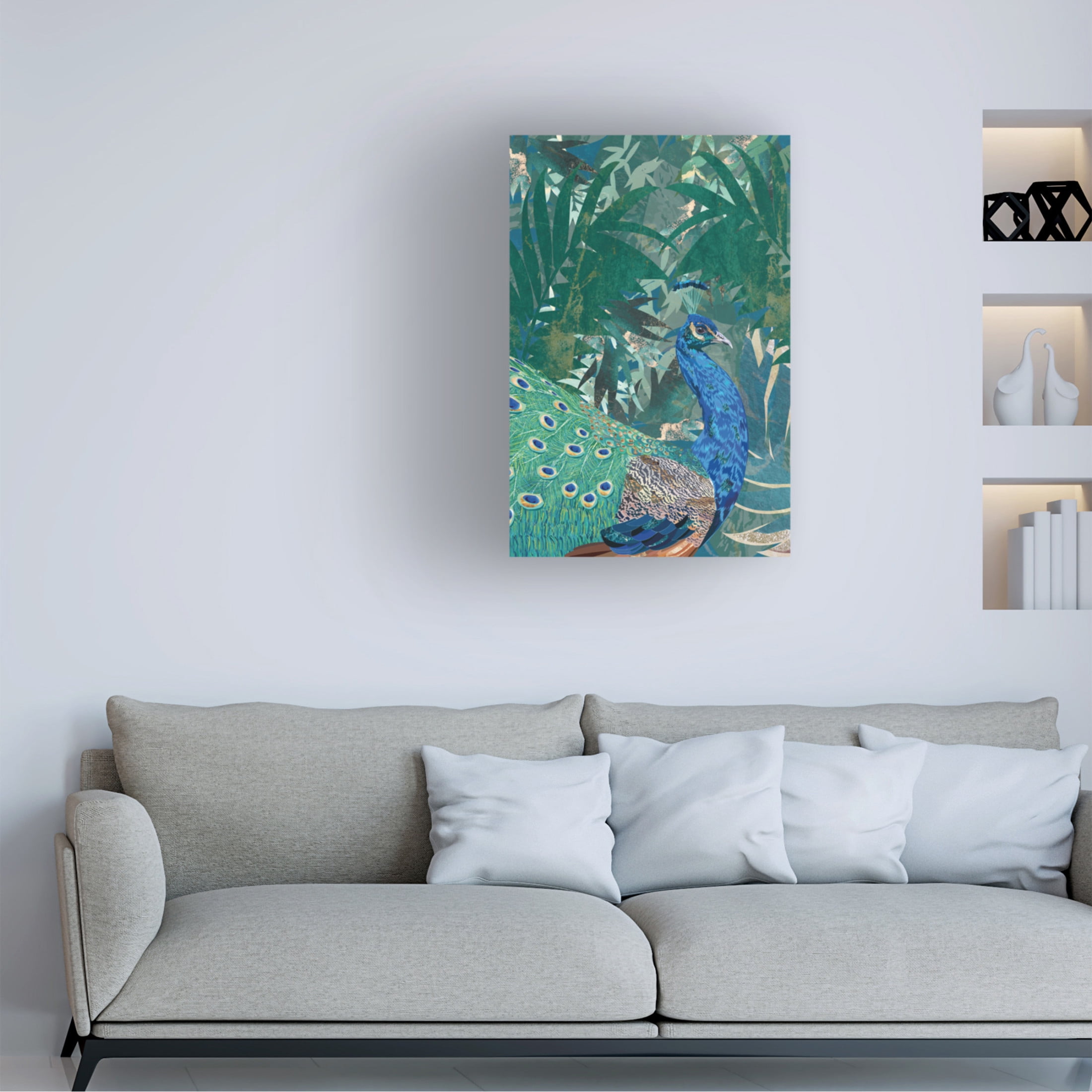 Trademark Fine Art Sarah Manovski  Peacock in the tropical jungle Canvas Wall Art