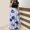 1# Dark Blue Holiday Dresses for Women, variant on Dyegold Sundresses for Women Casual Beach - Womens Summer Dresses Round Neck Short Sleeve Floral Print Long Maxi Sun Dresses Summer Beach Swing Holiday Dress