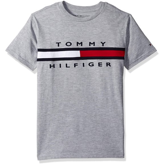 Camiseta Tommy Hilfiger para niños, manga corta, bandera, cuello redondo, 7Y