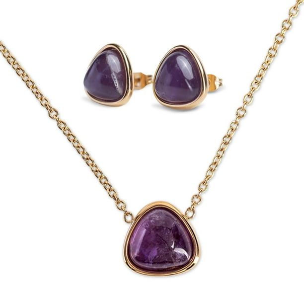 Set de joyería LuckyLy para mujer con cuarzo Modelo Aline violeta oscuro UNITALLA
