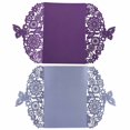 thumbnail image 2 of 20Pcs/Set Delicate Carved Butterflies Romantic Wedding Party Invitation Card Envelope Invitations for Wedding:Purple & Silver Charcoal, 2 of 8