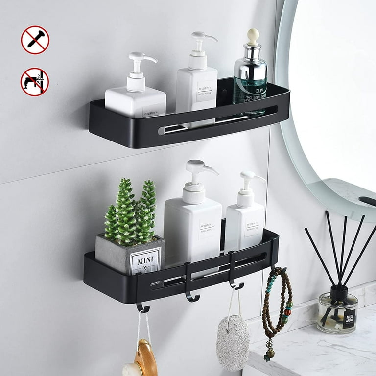 Large Silver Black Rust Resistant Hanging Shelf Rack No Drill Metal Bathroom  Storage Organizer Shower Caddy with 10 Hooks - China Bathroom Cleaning and  Bathroom price