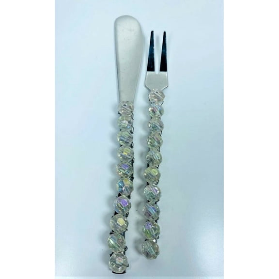 Cutlery Steak Rib Set Meat Fork & Knife Stainless Steel - Crystal Handle