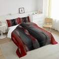 thumbnail image 3 of Gradient Red and Grey Black Bedding Set Ombre Twin Comforter Set ,Trippy Spiral Silver Wave Line Quilt,Abstract Art Room Decor Aesthetic, 3 of 5
