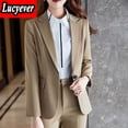 thumbnail image 2 of PIKADINGNIS High Quality Office Work Blazer Women Korean Notched Pockets Long Sleeve Coat Ladies Autumn Casual Suit Jacket, 2 of 6