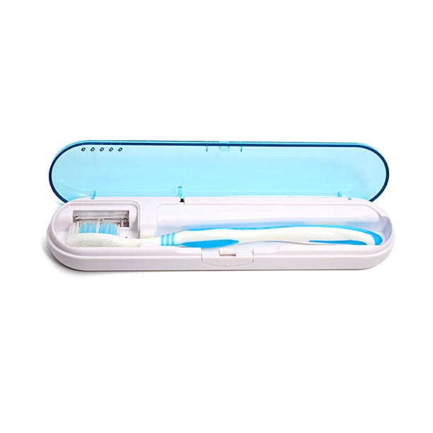 EeaseMX Estuche portátil con esterilizador de cepillos de dientes UV, soporte inalámbrico para esterilizador de cepillos de dientes eléctrico, esterilizador de cepillos de dientes de viaje (azul)