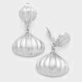 thumbnail image 4 of Clip on 2 1/2" matte silver or gold indented pumpkin style dangle earrings, 4 of 4