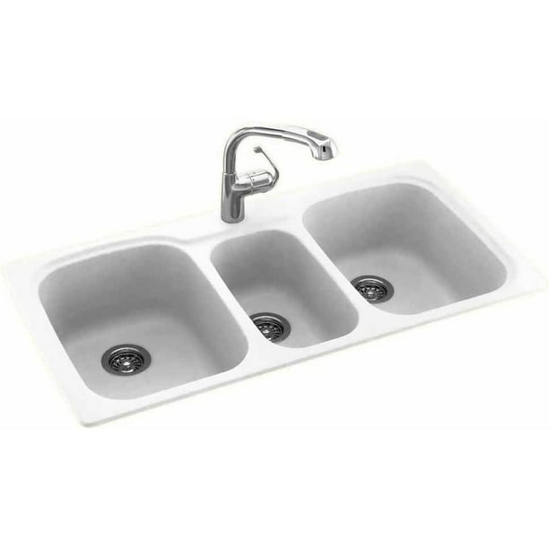 Swan KSTB4422010 44" x 22" Swanstone TripleBasin Dual Mount Kitchen