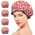 thumbnail image 7 of Shower Caps,Red Christmas Deer and Gift Pattern Waterproof Shower Cap for Women 4 Pieces,Double Reusable Hair Cover for Shower PEVA Elastic Stretch Hem, 7 of 7