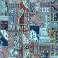 thumbnail image 1 of Ahgly Company Indoor Square Patchwork Light Blue Transitional Area Rugs, 4' Square, 1 of 4