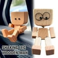 thumbnail image 2 of Shaking Wooden Man Figurine, Charming Little Wooden Figure That Sways, Handmade Shaking Feet Woodens Man with 12PCS Magnetic Expressions, Funny Wood Desktop, Car Dashboard Decor Gifts (Khaki), 2 of 7