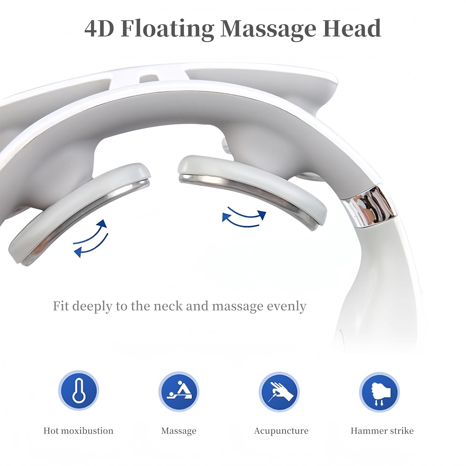 Neck Massager with Heat Vibration - 4-Head Ergonomic Design, 6 Modes 16 Levels, Promote Muscle Relaxation, Portable Hands-Free Device for Home Office Travel