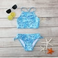 thumbnail image 2 of Girl's 2 Piece Swimsuits Cute Bathing Suit Tankini Sport Daisy Halter Summer Beach Girls' Swimwear Swim Suit Sky Blue Size 10-, 2 of 2