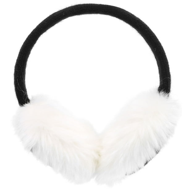Women's Faux Fur Fluffy Knit Winter Deer Ear Muffs, Black