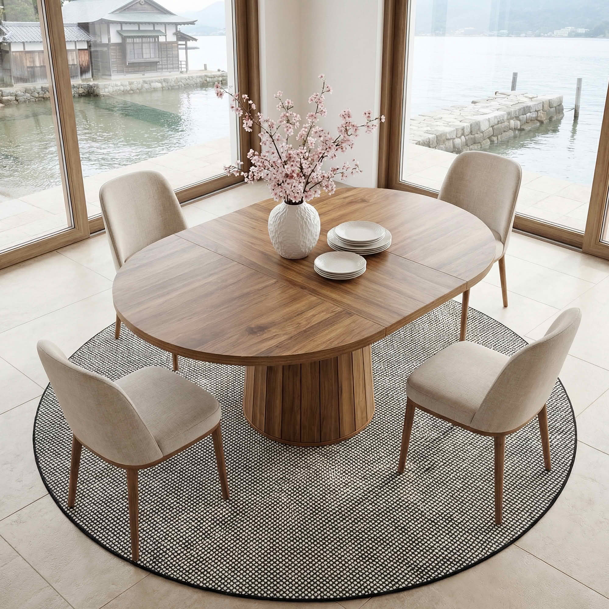 Dovelina 55" Oval Dining Table for 6, Modern Wood Multi-Purpose Dinner Table for Home Office, Small Apartment, Kitchen
