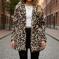 thumbnail image 2 of Xyxonk Womens Leopard Print Fleece Coat Faux Fur Long Sleeves Fall Thickened Coat Double-Sided Velvet Stand Collar Jacket with Pockets Trendy Plush Zipper Outwear,Gray XXXL, 2 of 5