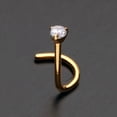 thumbnail image 3 of Golden Prong Set Gem Top Steel Nose Screw Ring, 3 of 3