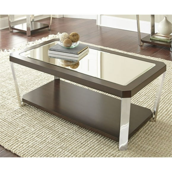 Truman Mirror Top Coffee Table in Espresso Chocolate with Mirrored Top