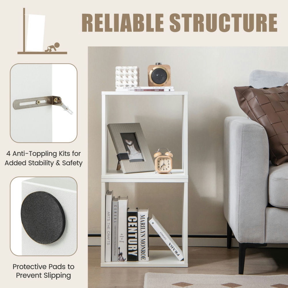 Canddidliike Cube Storage Organizer Set of 2-White, Tall Bookshelf, Book Shelves for Living Room, Home Office, Bedroom, Balcony