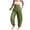 Army Green, variant on Women's Smocked High Waist Harem Pants, Lightweight Linen Look Balloon Pants with Elastic Cuffs and Pockets Brown,Size L