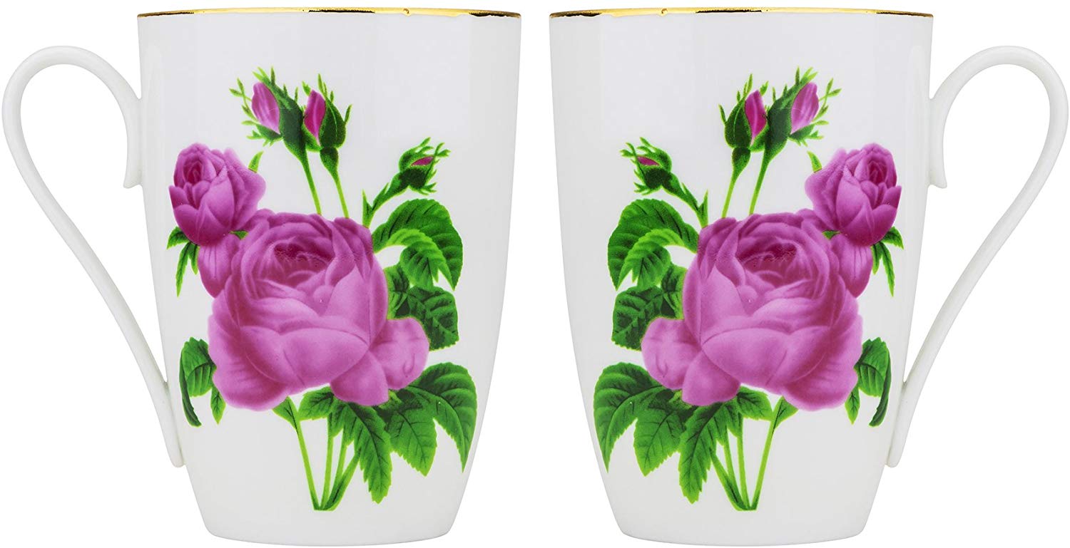 Fine Porcelain "Wild Rose" Large Mug, Coffee and Tea Cup Set, Two Porcelain Mugs, 2-Piece Set - image 1 of 2