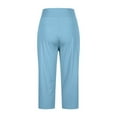 thumbnail image 5 of RQYYD Womens Yoga Capri Pants Summer High Waisted Wide Leg Capri Leggings Pull On Stretch Dressy Casual Capris with Pockets Sky Blue M, 5 of 7