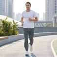 thumbnail image 3 of AZoiNM Men's Quick-Dry Athletic Pants Loose Fit Straight Leg Reflective Elastic Waistband, 3 of 11