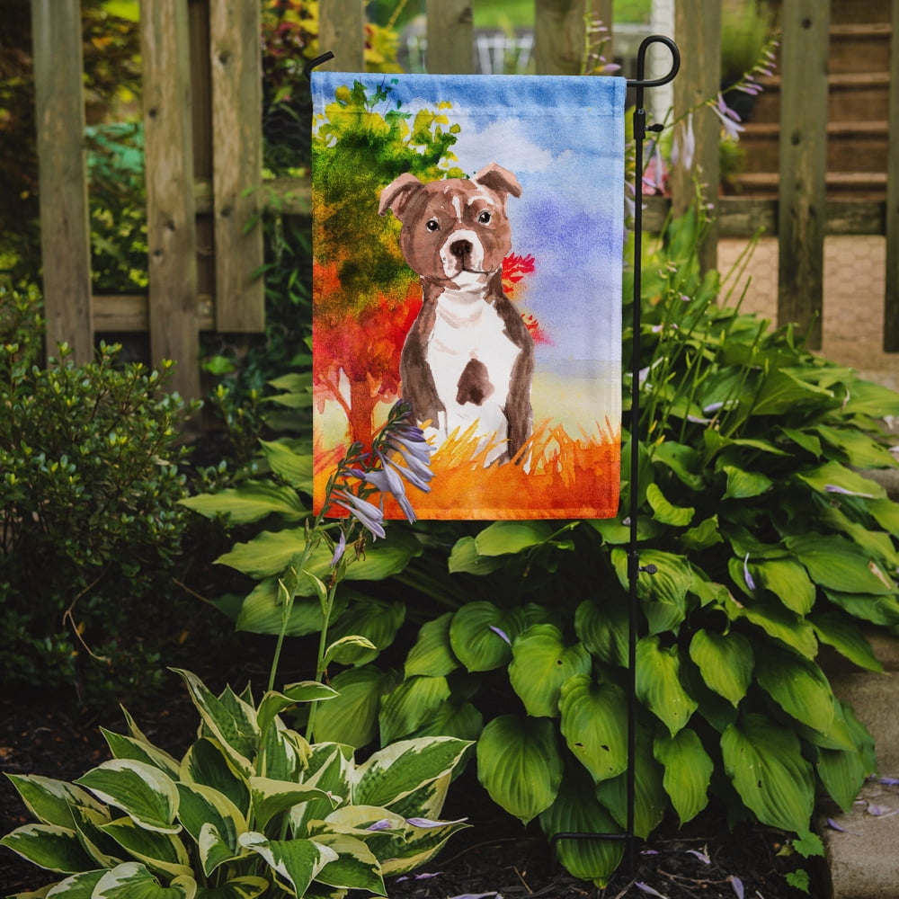 Fall Red Staffordshire Bull Terrier Garden Flag