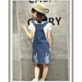 thumbnail image 2 of KIDSCOOL SPACE Girls Denim Overall Skirts,Little Girls Soft Stretchy Jeans Overall Dress,Deep Blue,6-7 Years, 2 of 8