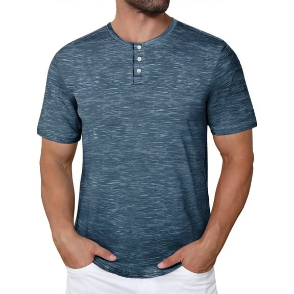 GENTS BLISS Short Sleeve Henley Men Shirts Crew Neck T shirts for Men Casual Printed Face Shirts for Men