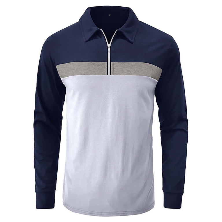 Huresd Mens Polo Shirts Quarter Zipper Breathable Shirts for Men