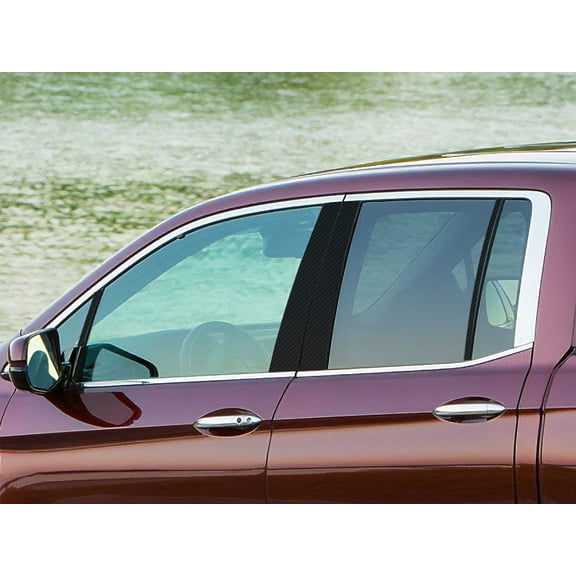 Rvinyl Pillar Post Window Trim Compatible with Honda Ridgeline 2017-2024 - Carbon Fiber 3D (Black)