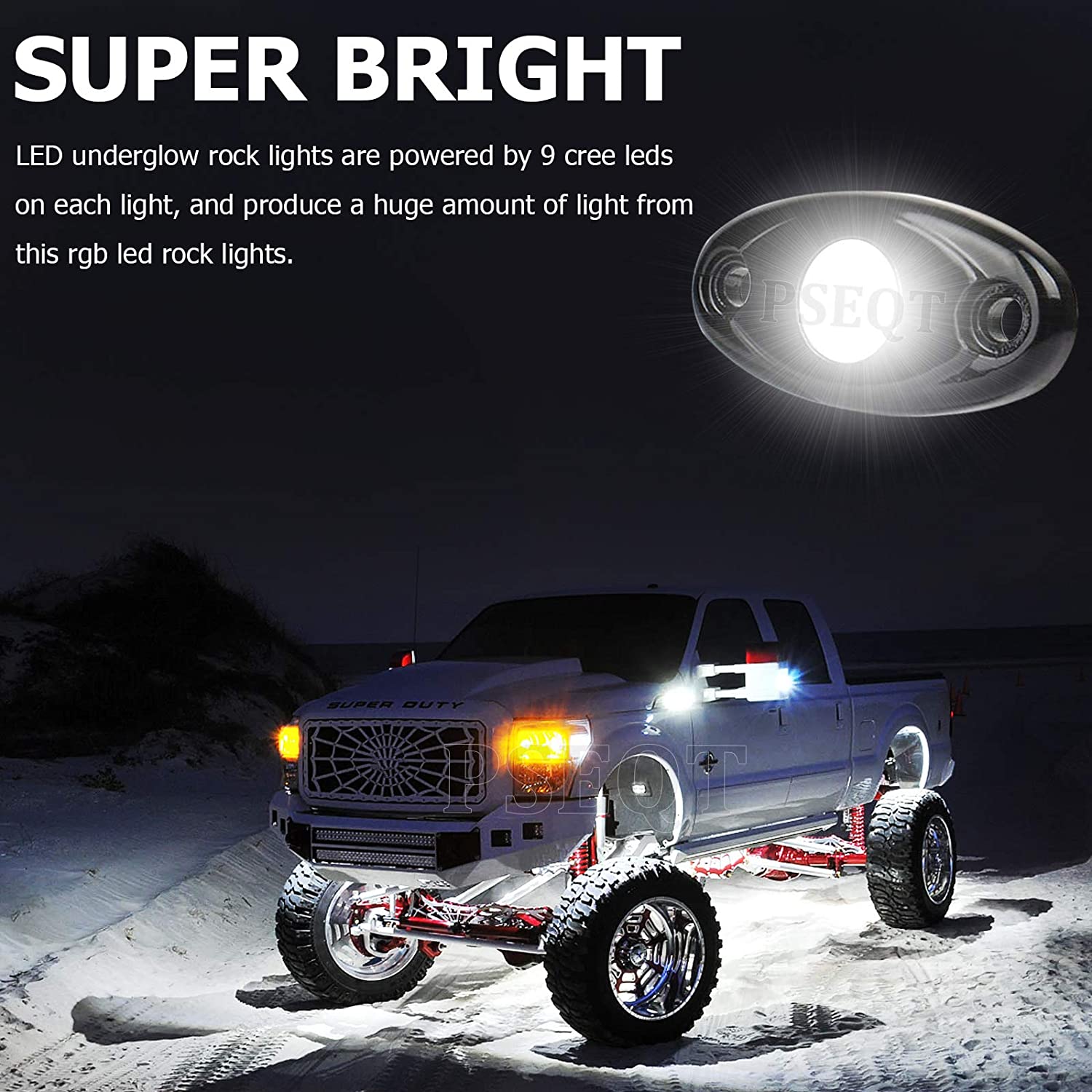 6 Pod White LED Rock Lights Underglow Wheel Well Lights for Car Truck ATV Boat