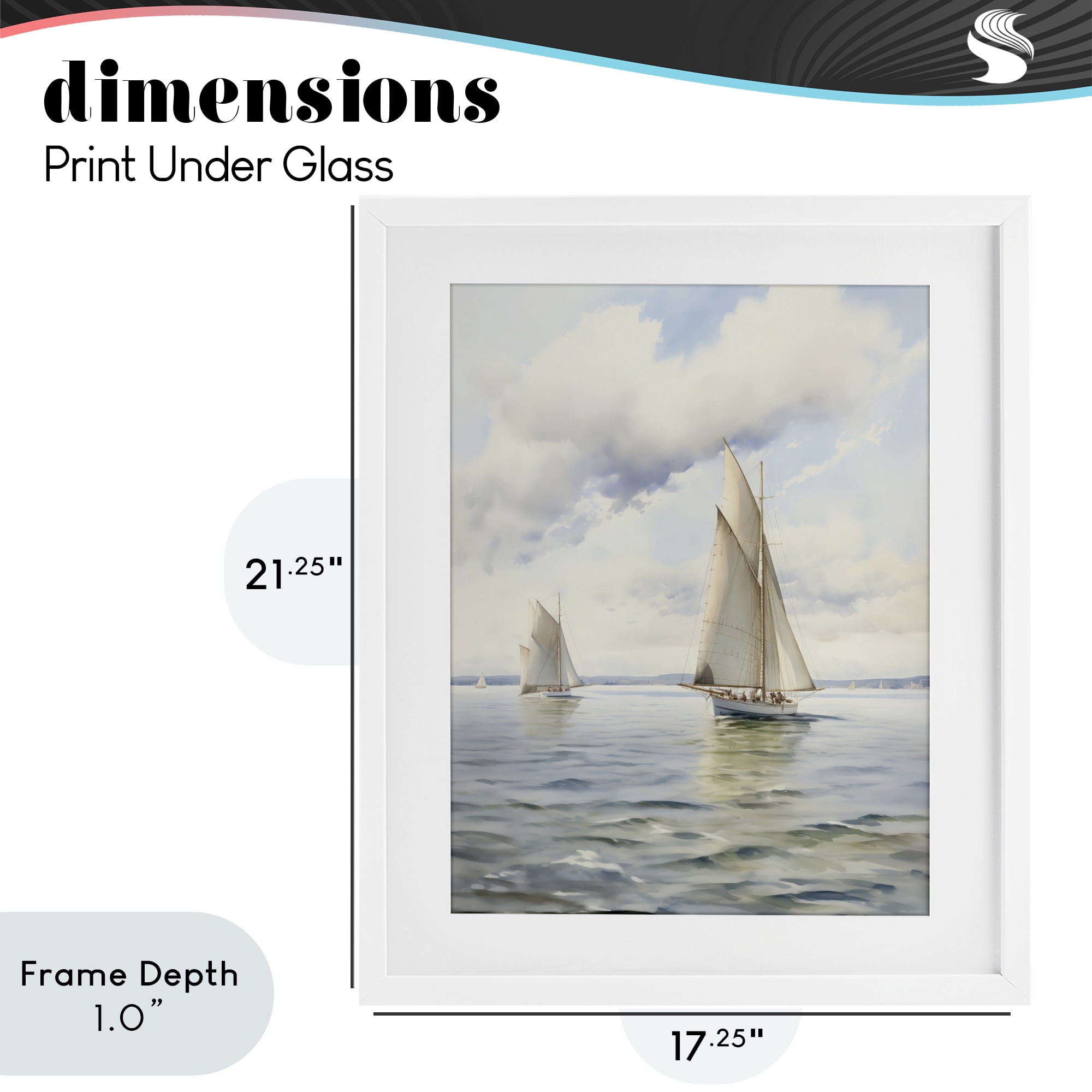 Stupell Industries Sailing Toward a Tranquil Horizon White Framed Print Under Glass, design by LSR Design Studio