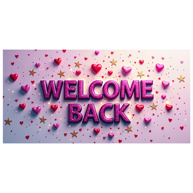 Welcome Back Banner Gradient Heart Stars Party Decoration Background Backdrop for Office Classroom Event Photography Celebration Decors
